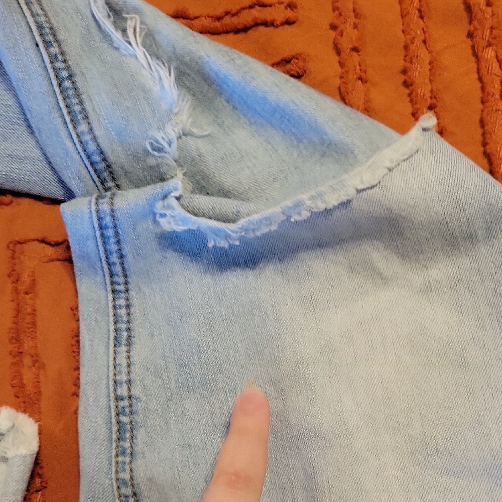 Empyre Light Blue Distressed Jeans with Red Accents - Picture 9 of 9